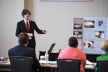 student giving a presentation